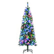 5ft slim pre-lit pencil Christmas tree with multi-colour LED lights and white-tipped branches