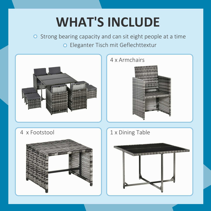 8-seater rattan cube dining set – image 5