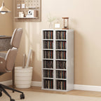 Set of 2 CD Media Display Shelf Unit Tower Rack with Adjustable Shelves, High Gloss White