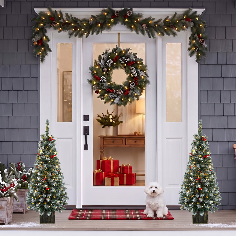 Set of 2 pre-lit snowy pencil trees – image 9