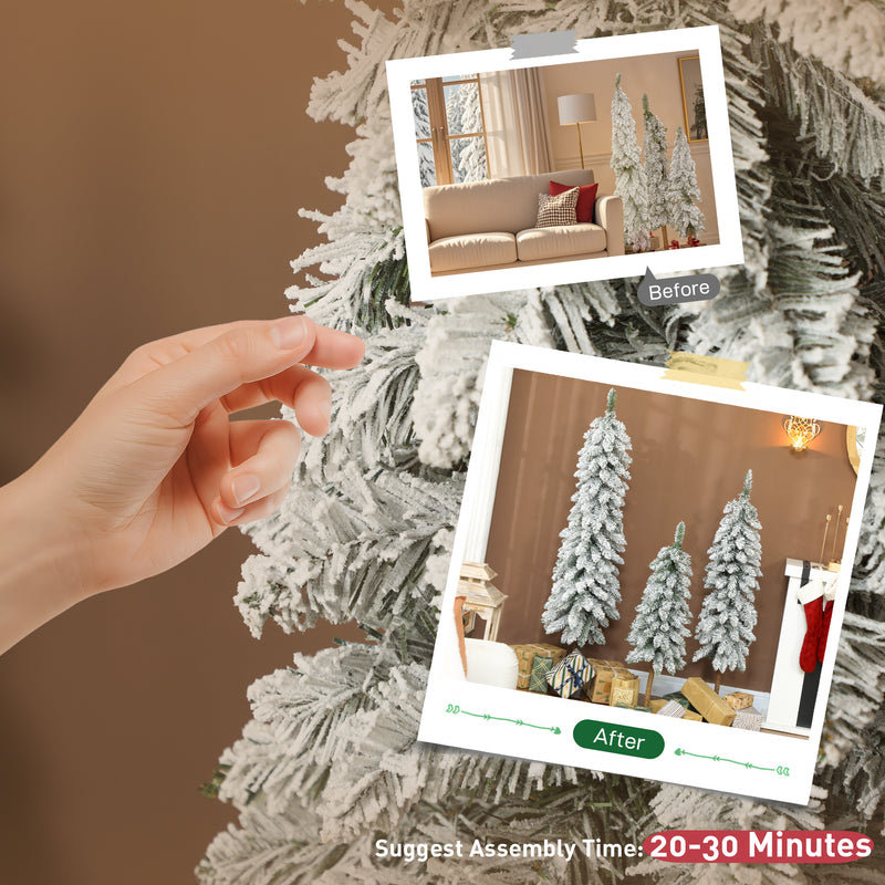 Set of 3 flocked pencil Christmas trees – image 6