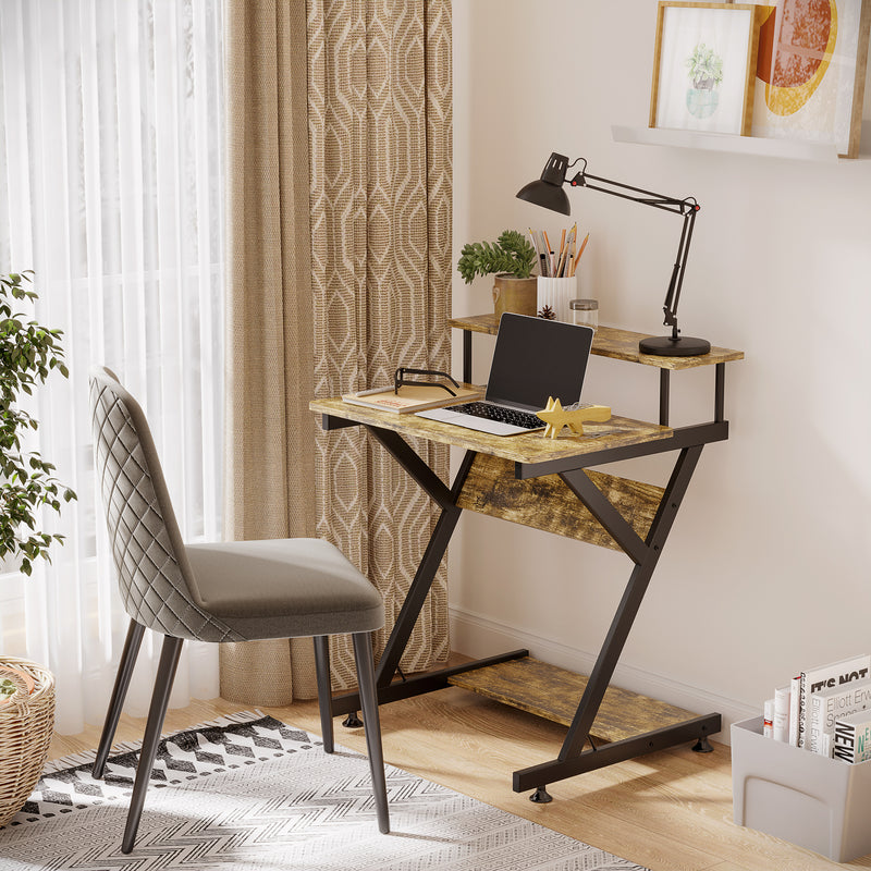 Industrial computer desk with monitor shelf – image 2