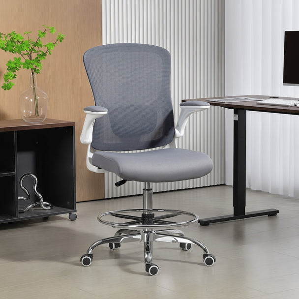 HOMCOM Draughtsman Chair, with Adjustable Lumbar - Charcoal Grey – view 2