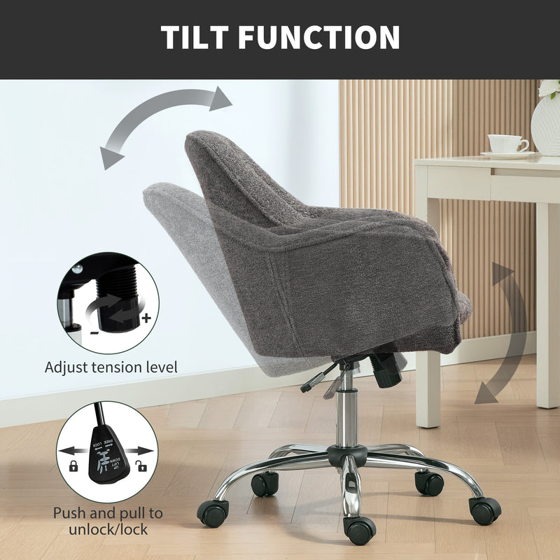 HOMCOM Snow Flannel Office Chair - Grey – view 6