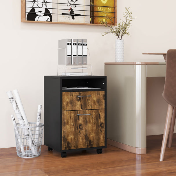 Mobile filing cabinet – rustic brown – image 2