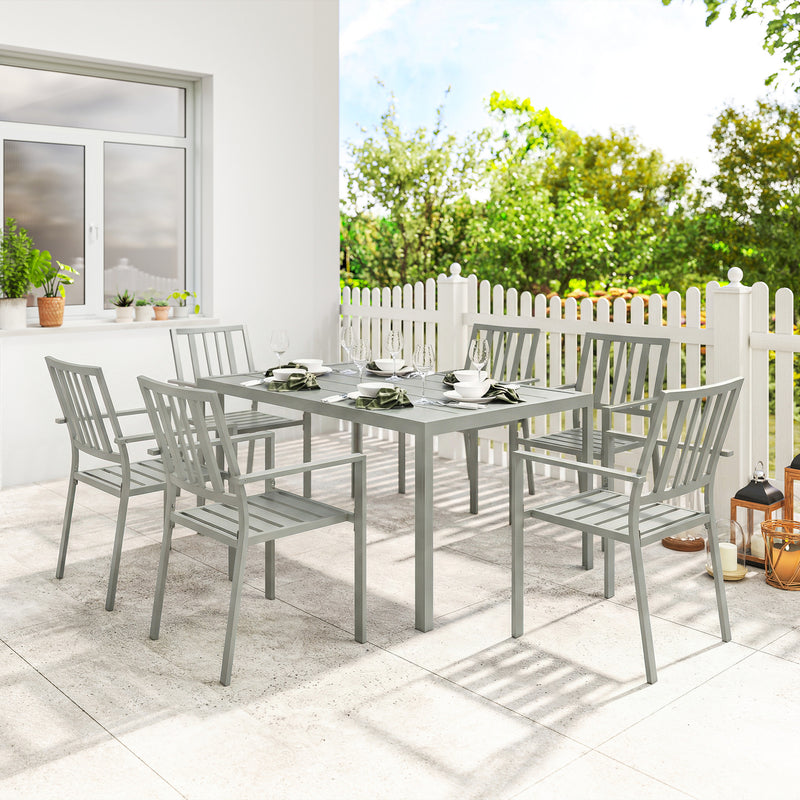 7-piece steel dining set – image 2