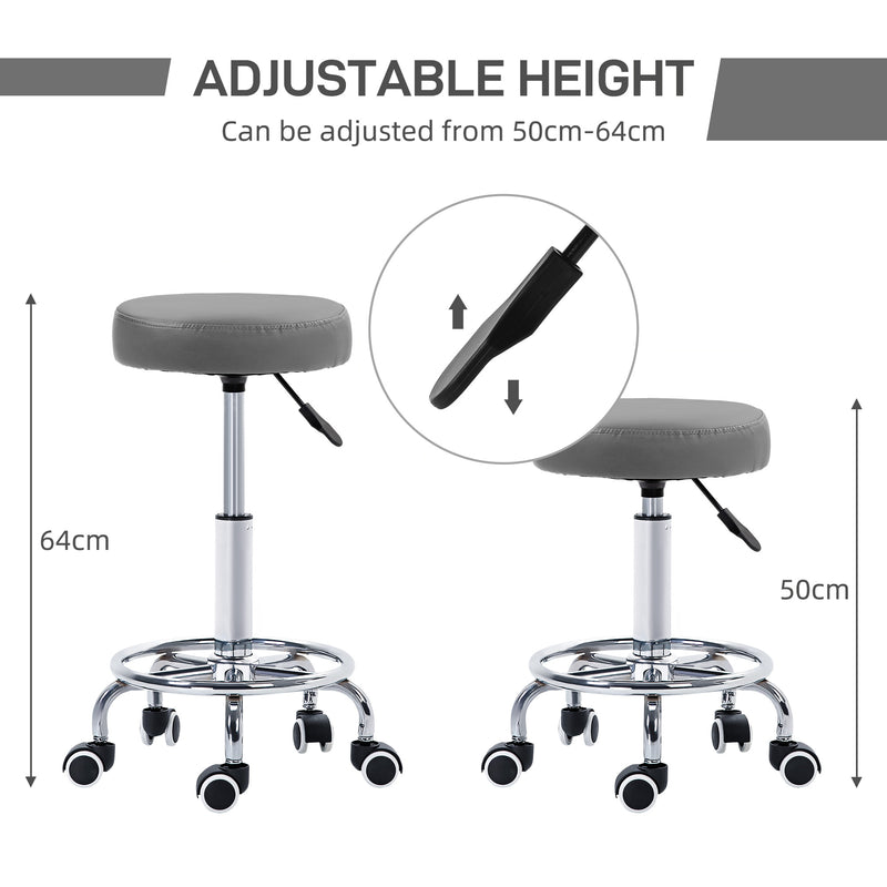 Grey round rolling stool – image 4