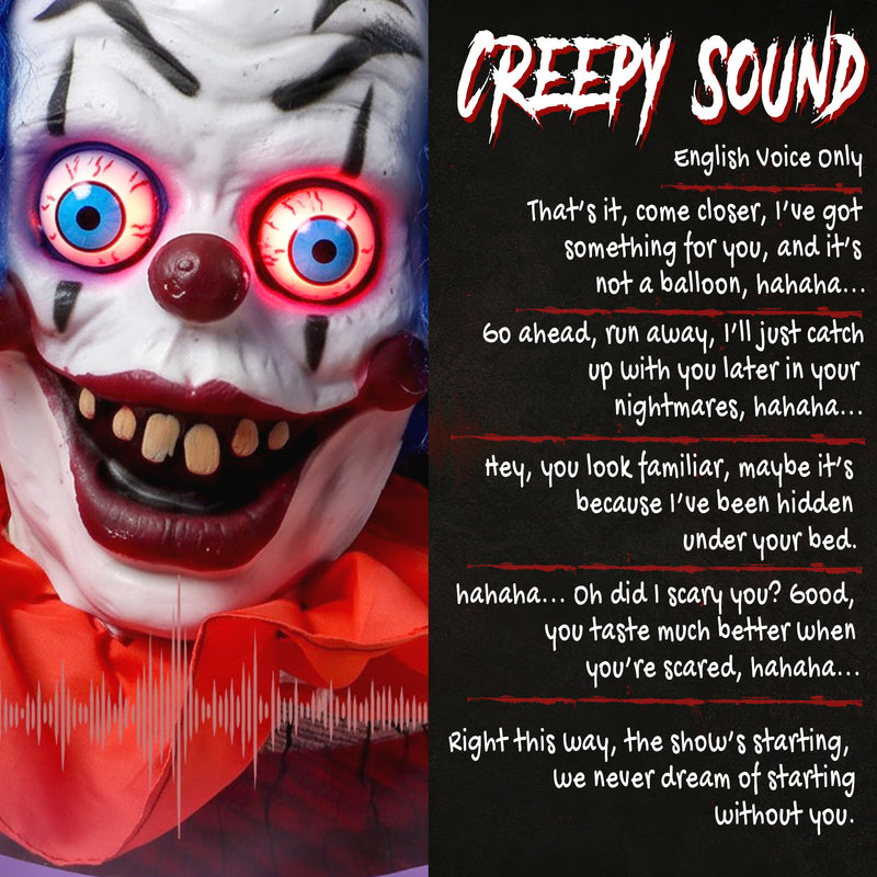 167cm Animated Clown with Rotating Head, Glowing Eyes & Sound – image 7 of 9
