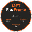 Orange 12ft replacement trampoline jumping mat with V-rings and spring tool
