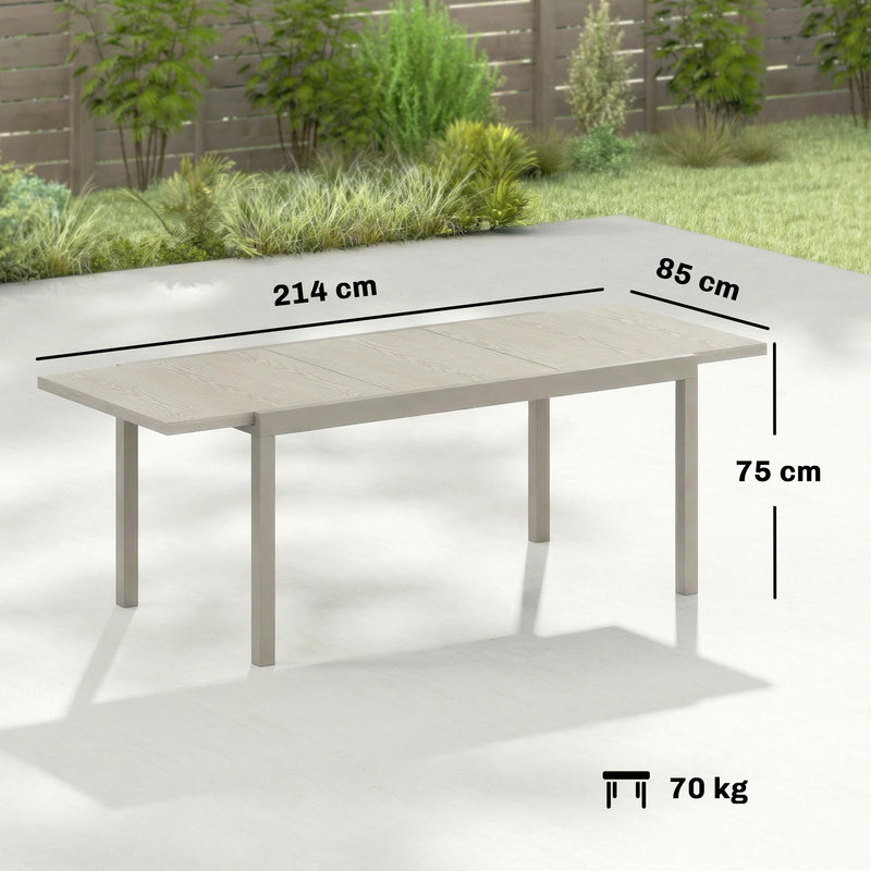 Extending garden dining table light grey wood effect – image 3