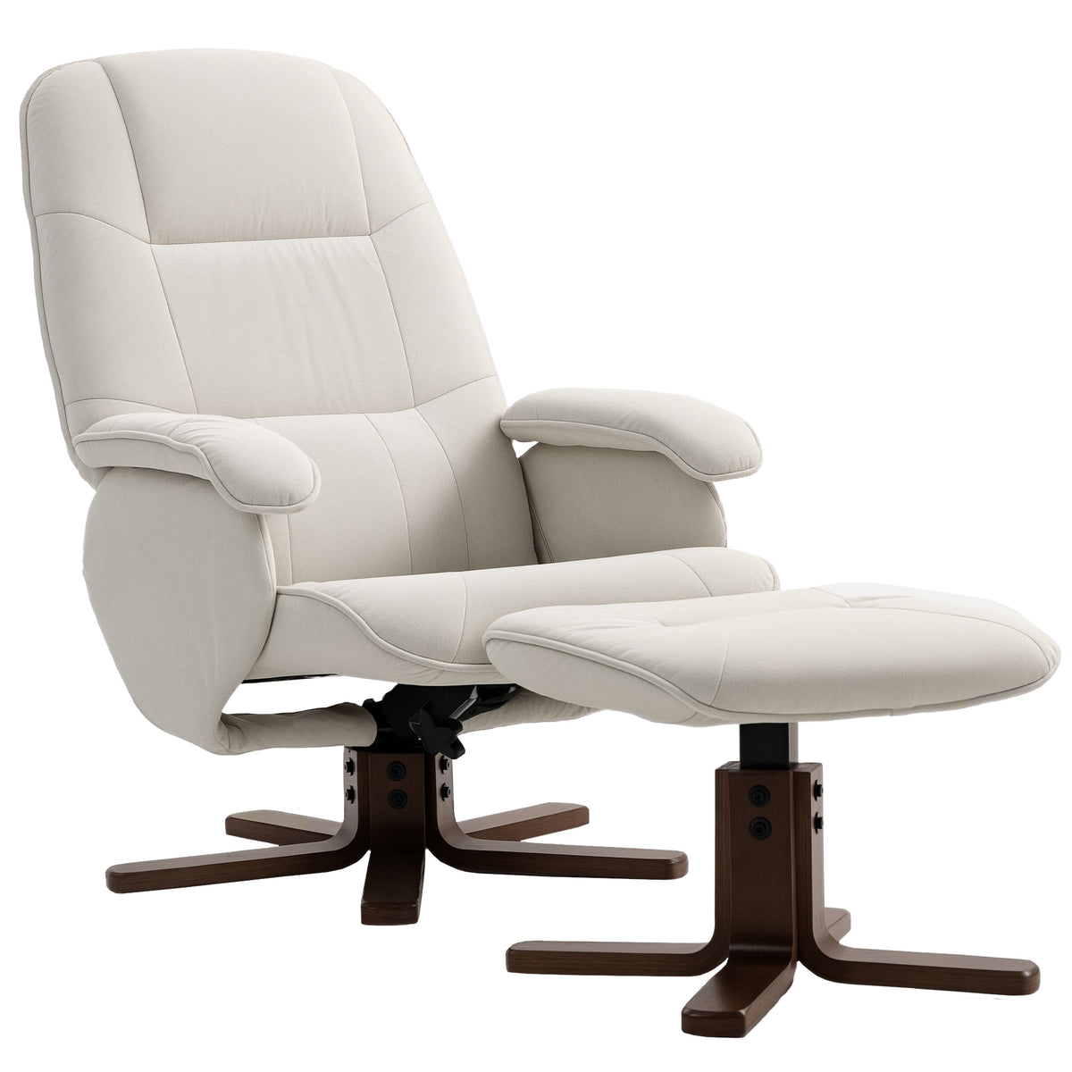 145° Linen Swivel Recliner & Footstool – Beige