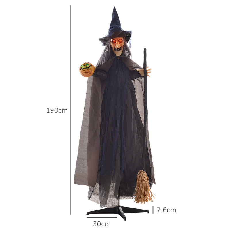 190cm Animated Witch with Broomstick & Glowing Eyes – image 3 of 9