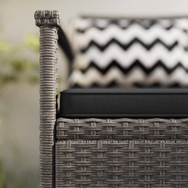 Outsunny 160L Storage Two-Seater Rattan Bench - Grey – view 9