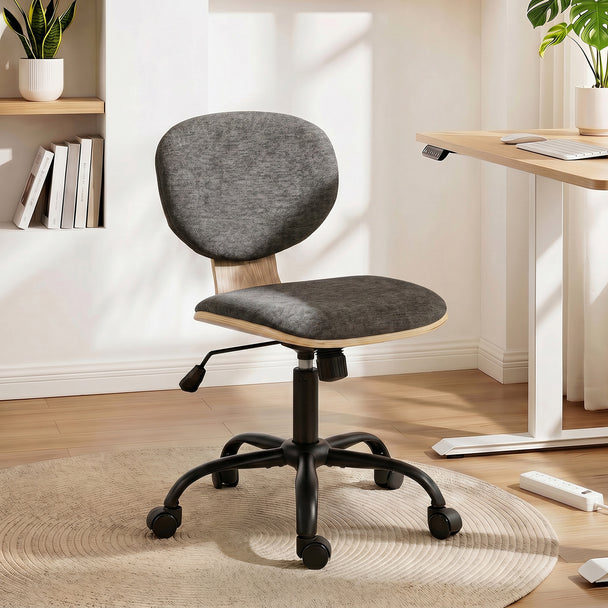 HOMCOM Home Office Desk Chair Rocking Function Ergonomic Swivel Chair with PU Wheels, Grey – view 2