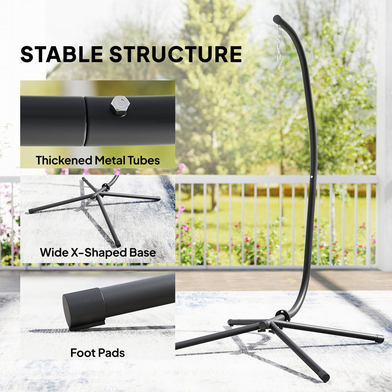Outsunny Hanging Egg Chair Stand Only, Hammock Chair C-Stand with Hanging Chain, Black – view 4