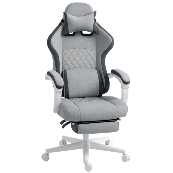 HOMCOM Gaming Chair, Gamer Computer Chair with Footrest, High Back, Lumbar Support, Adjustable Height, Swivel Wheels