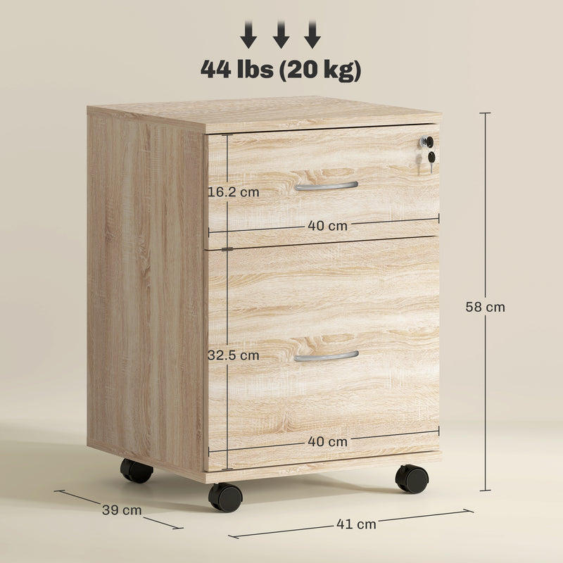 Under-desk 2-drawer filing cabinet – oak – image 3