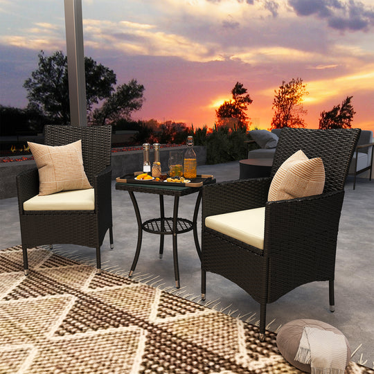 3-piece rattan bistro set – image 2