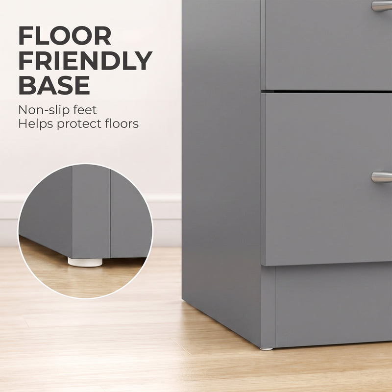HOMCOM Three-Drawer Simple Bedside Table - Grey – view 7