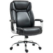 Black heavy duty faux leather office chair with padded armrests and chrome base