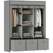 Light grey fabric wardrobe with drawers – image 10