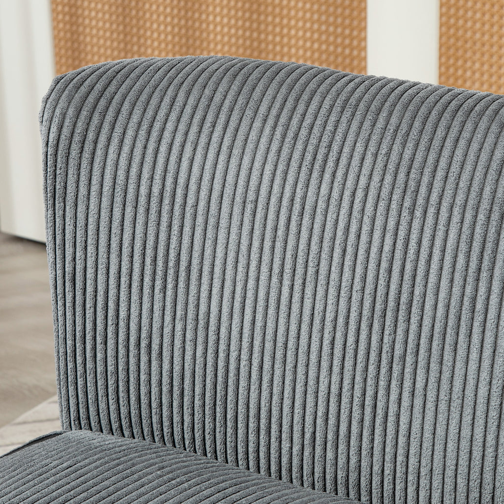 Modern Corduroy Double Seat Sofa w/ Wood Frame Foam Padding Soft Comfortable Compact Couch Grey