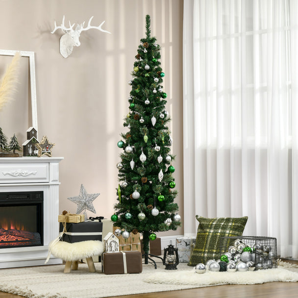 6.5ft pencil slim tree with pine cones – image 2