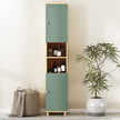 Tall bathroom cabinet in green & natural – image 7