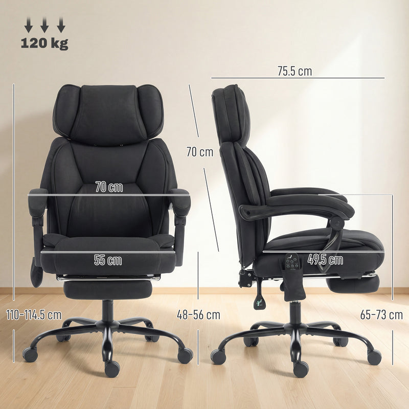 HOMCOM High Back Vibration Massage Office Chair Heated Reclining Computer Chair w/ Adjustable Height, Swivel Wheels – view 3