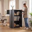 HOMCOM 120 cm Tall Storage Cabinet Cupboard, 3-Tier File Organiser Wooden Filing Cabinet, Black – view 9