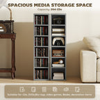 Set of 2 CD Media Display Shelf Unit Tower Rack with Adjustable Shelves, Light Grey