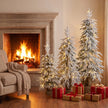 Set of 3 pre-lit flocked pencil trees, PE tips – image 9