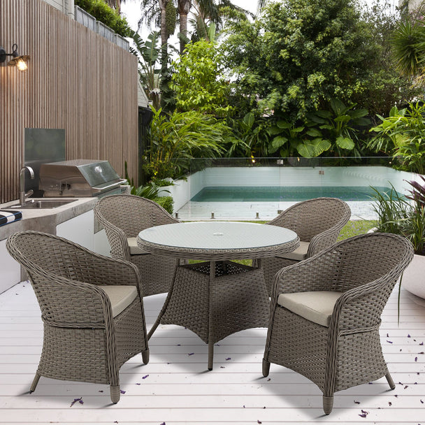 4-seater round rattan dining set – image 2