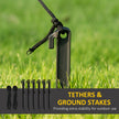 Ground stakes and tether ropes for securing the inflatable