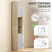 Narrow grey and oak bathroom cabinet – image 4