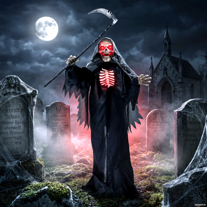 170cm Animated Grim Reaper with Scythe, Glowing Eyes & Sound – image 8 of 9