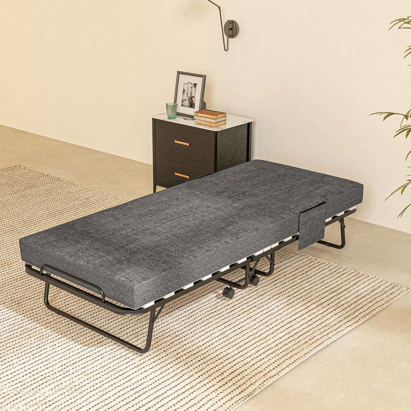 Dark grey single folding bed – image 9