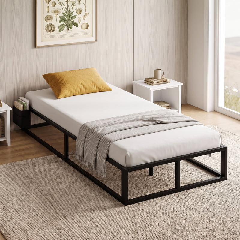 Single metal bed with wood slats – image 2