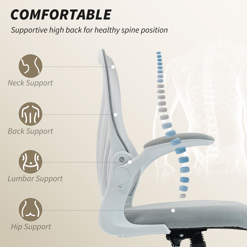 HOMCOM Mesh Office Chair with Foldable Backrest - Light Grey – view 4