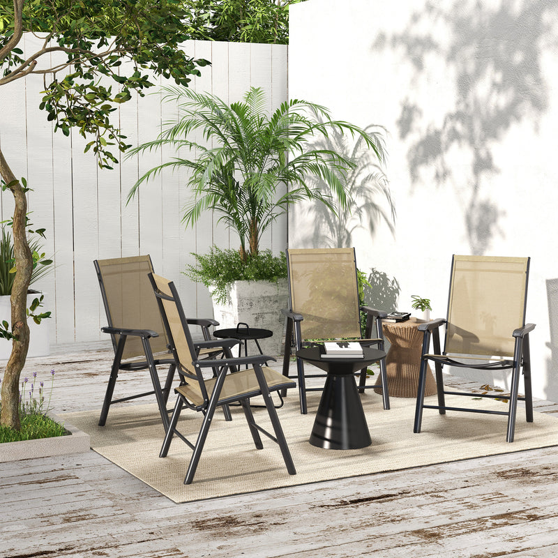 Outsunny Set of Four Folding Garden Chairs - Light Brown – view 7
