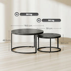 Set of Two Wood-Effect Stacking Tables - Black Wood Grain