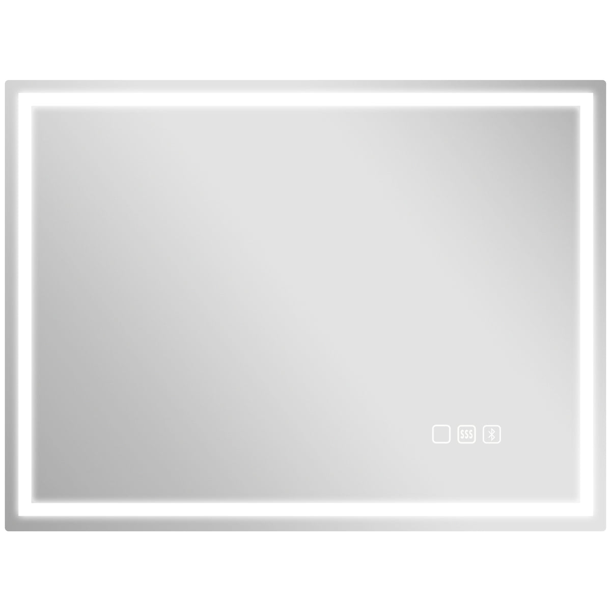 80 x 60 cm backlit LED bathroom mirror with Bluetooth speaker and digital clock