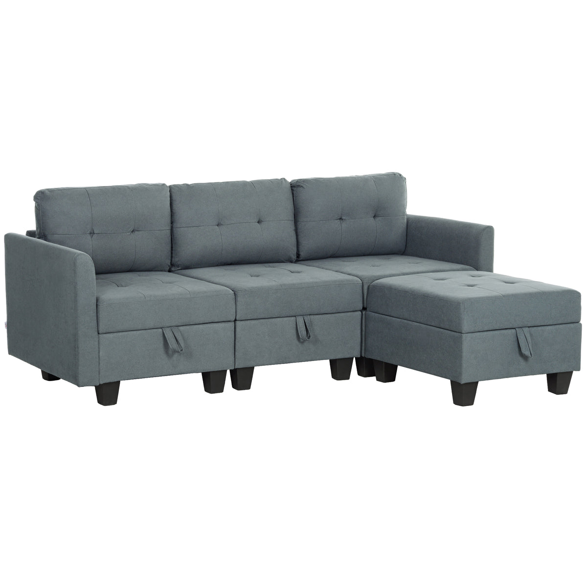 L-Shaped Modular Storage Sofa – Dark Grey