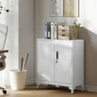 HOMCOM Lockable Metal Filing Cabinet, 2-Tier Storage Cupboard with Double Doors, Modern Office Organiser, White – view 2