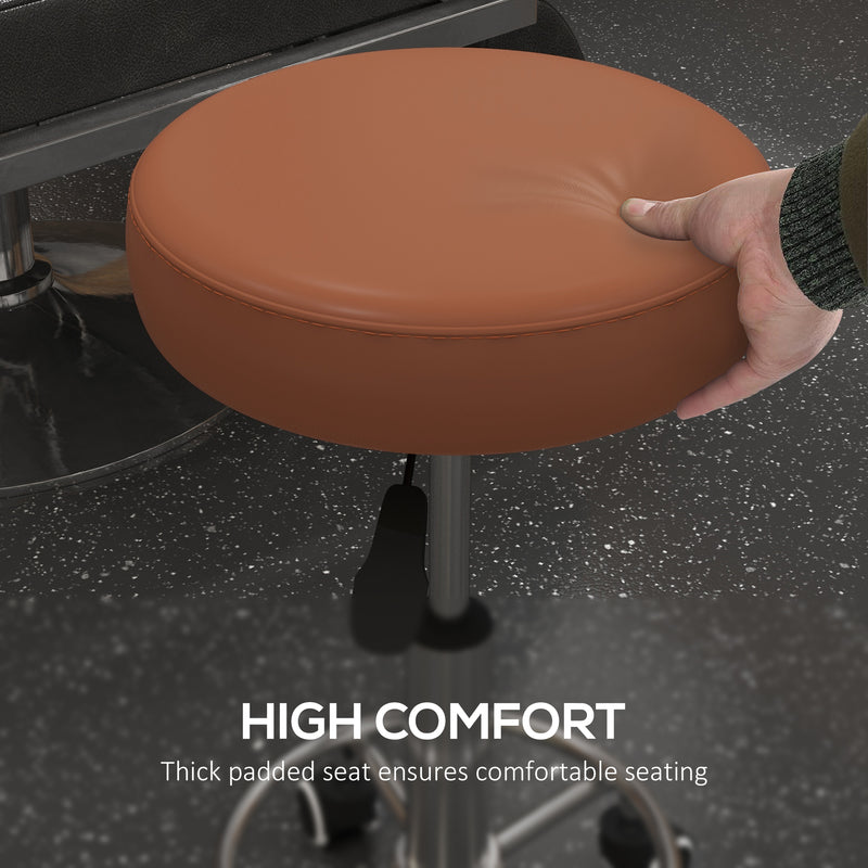 Brown round rolling stool – image 5