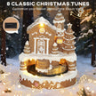 Gingerbread house Christmas decoration showing the music control and eight melodies