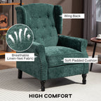 150Â° Reclining Vintage Armchair, with footrest - Dark Green