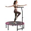 Pink mini fitness trampoline with adjustable T-bar handle