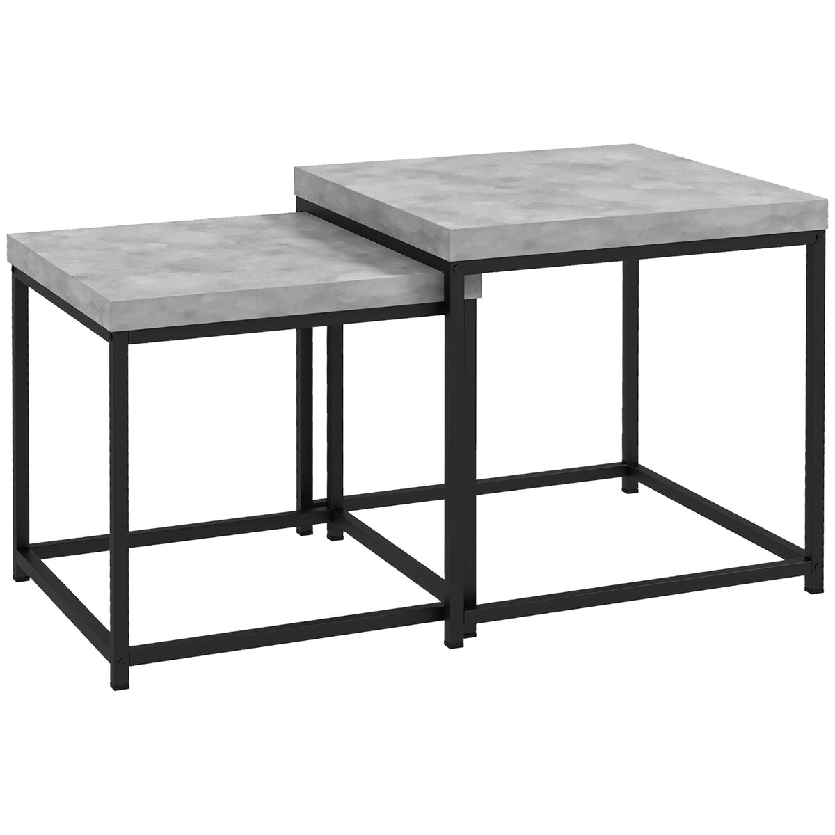 Set of 2 Square Nesting Tables with Steel Frames – Grey