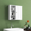 White wall bathroom cabinet with side shelves – image 10